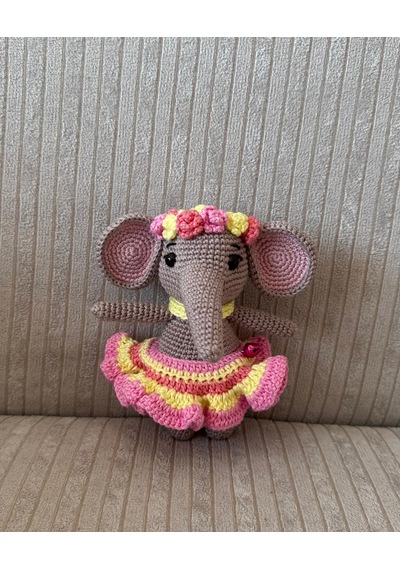 Etekli Amigurumi Fil Oyuncak 16 Cm 001