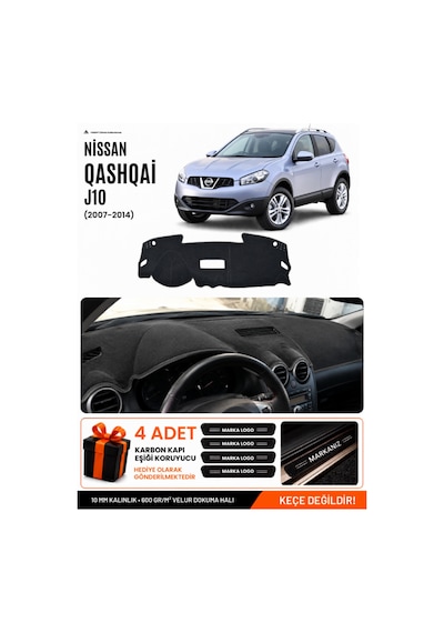 Nissan Qashqaı J10 2007-2014 Uyumlu Torpido Koruma, Torpido Örtüsü, Torpido Kılıfı - Siyah