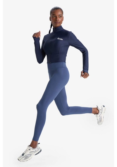 Defacto Defactofit Slim Fit Dar Kesim Dik Yaka Baskılı Fermuarlı Hırka E7717ax25aunv238 Lacivert