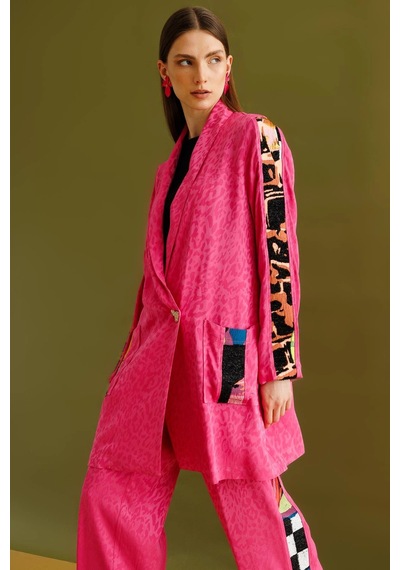 Ghisa Jakar Kumaş Leopar Desenli Pembe Takım 25ygstkm3068 Pembe