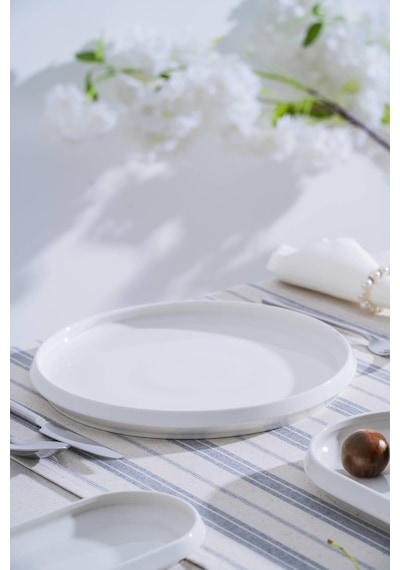 Acar Jea-07392 Rumi 2 Adet Porselen Yuvarlak Servis Tabak 27 Cm Beyaz