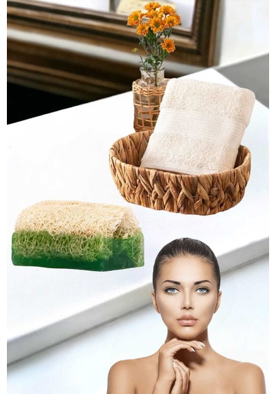 2li Set %100 Doğal Kabak Lifli Aloe Vera Sabun El Yüz Kurulama Hlu Çok Renkli