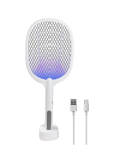Şarjlı Uv Mavi Işıklı Sinek Öldürücü Raket 3000v Güçlü Masaüstü & Elde Kullanım 1200mah