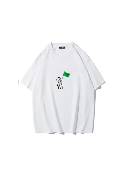 Brz Collectıon Brz Collection Unisex Oversize Green Flag Stay Safe T-shirt Beyaz
