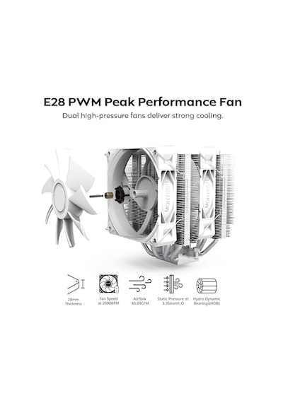 Nx600 6 Isı Borulu Ve Premium Üst Kapaklı Çift Kule Cpu Hava Soğutucu 28mm E28 Pwm Premium Fan Lehimli Bakır Taban Üstün Isı Dağılımı Tüm Intel Ve Amd Soket Desteği Beyaz