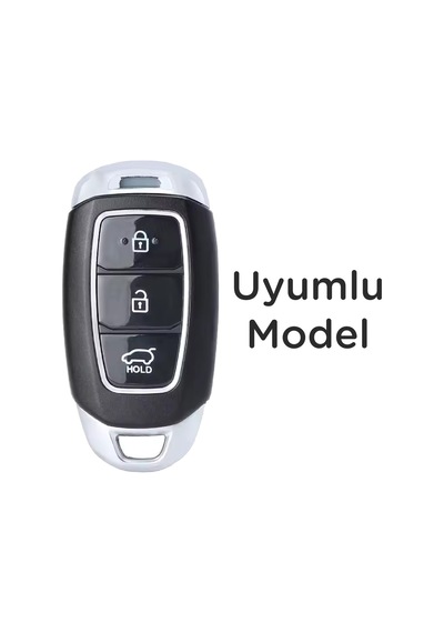 Hyundai Kona Elantra İ10, İ20 Santa Fe 2019 Ve Üstü Smart Uyumlu 3 Düğmeli Silikon Kılıf Beyaz Gold