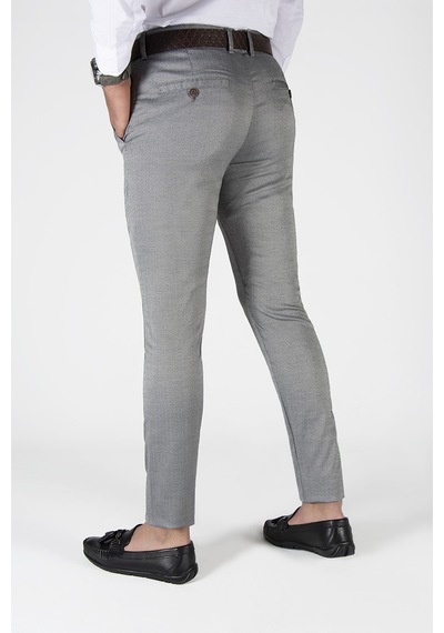 Terapi Men Erkek Gri Slim Fit Italyan Kesim Keten Pantolon Gri