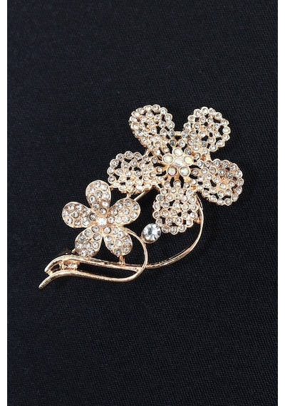 Işığın Dansı Kır Çiçeği Broş Gold Renkli Kristal Taşlı Kadın Yaka İğnesi Çiçek Broş Çok renkli
