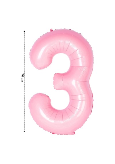 Folyo Balon 3 Rakamı Helyum Balon Pembe Renk Çok Renkli