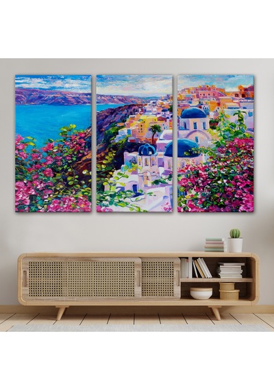Santorini Yunanistan Güzel Bir Kızın Kavramsal Soyut Resmi-3754