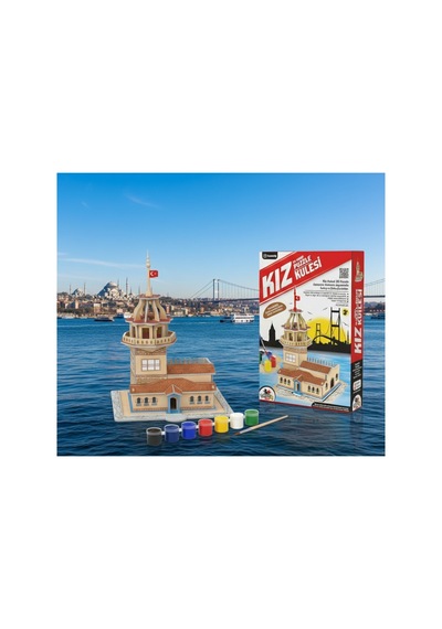3d Boyama Puzzle Kız Kulesi Maketi - Kendin Yap & Sanatsal Hobi Seti Okul Kreş Anaokulu Etkinlik