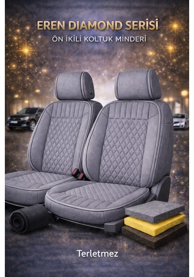 Hyundai İ20 2008 Ve Sonrası Uyumlu Eren Daimond Gri 2'li Minder Seti