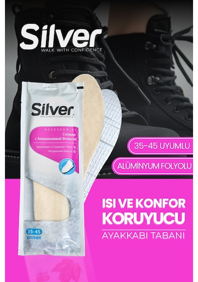 Silver Isı Koruyucu Keçe Ayakkabı Tabanlığı - Naturel Kışlık Taban 35-45