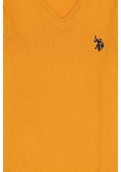 U.S. Polo Assn. Erkek Çocuk Hardal Basic V Yaka Kazak 50294200-VR072