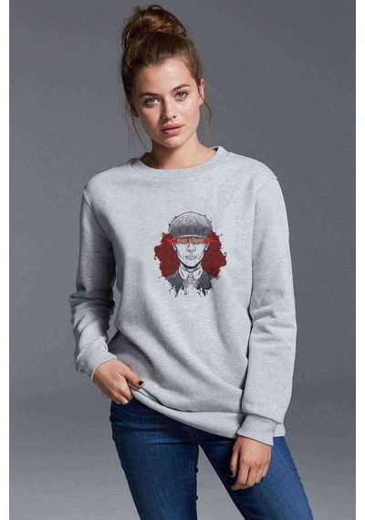 Peaky Bılnders Baskılı Gri Kadın Sweatshirt (528340711)