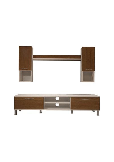 Decoraktiv Eko 5da Mdf Dvd Krom Ayaklı Tv Ünitesi Tv Sehpası Beyaz - Ceviz
