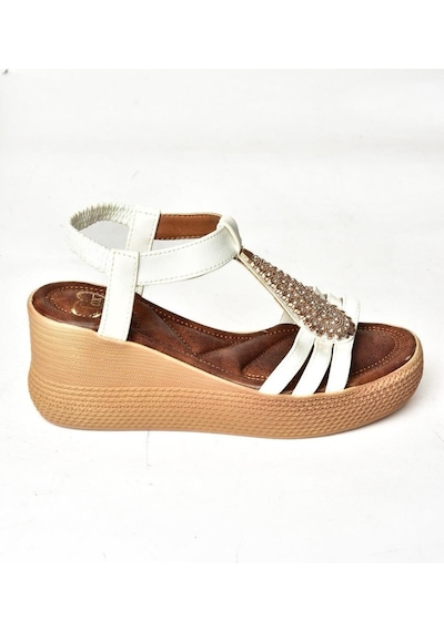 Fox Shoess258161009 Beyaz Dolgu Tabanlı Kadın Sandalet Beyaz
