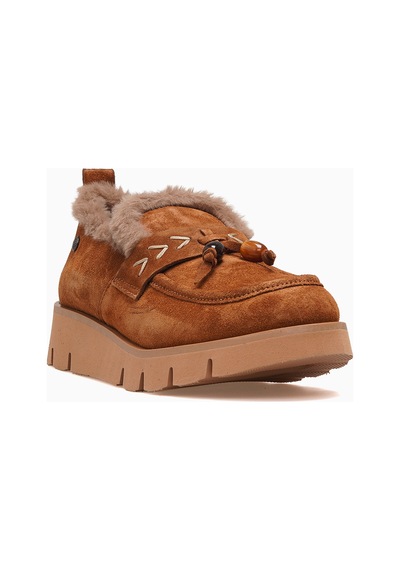 Mamma Mia Mammamia Kadın İçi Tüylü Loafer Ayakkabı 26k D26ka-3195 Taba Süet