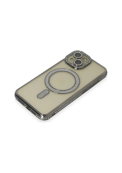 Muratech Newface Apple iPhone Uyumlu  15 Kılıf Joke Simli Magneticsafe Kılıf - Gri