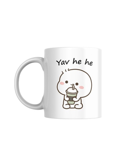 Yav He He Komik Kupa Bardak Komik Yazılı Hediyelik Çay Kahve Kupası Coffee Mug Beyaz - Çok Renkli