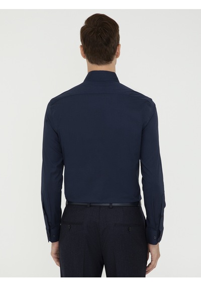 Cacharel Lacivert Slim Fit Uzun Kollu Basic Gömlek