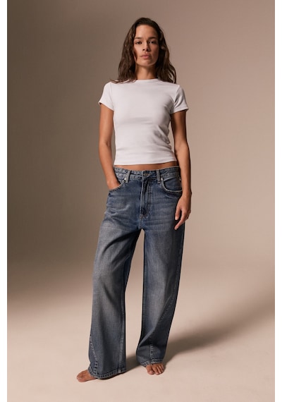 Grımelange Grimelange Lexy Kadın Standart Bel Baggy Balon Jean Mavi Tint Pantolon