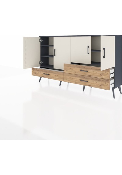 Arges Konsol 5 Raflı 3 Çekmeceli 4 Kapaklı 176x30x99 Antrasit-ayt Antrasit-aytaşı/çam Arges Konsol 5 Raflı 3 Çekmeceli 4 Kapaklı 176x30x99 Antrasit-ayt Antrasit-aytaşı/çam