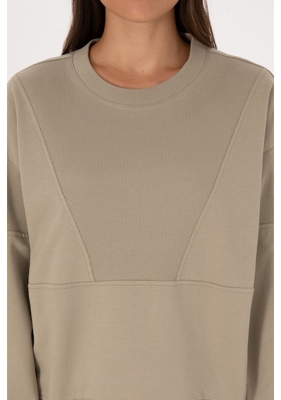 U.S. Polo Assn. Kadın Açık Haki Pamuklu Bisiklet Yaka Sweatshirt 50314170-VR183