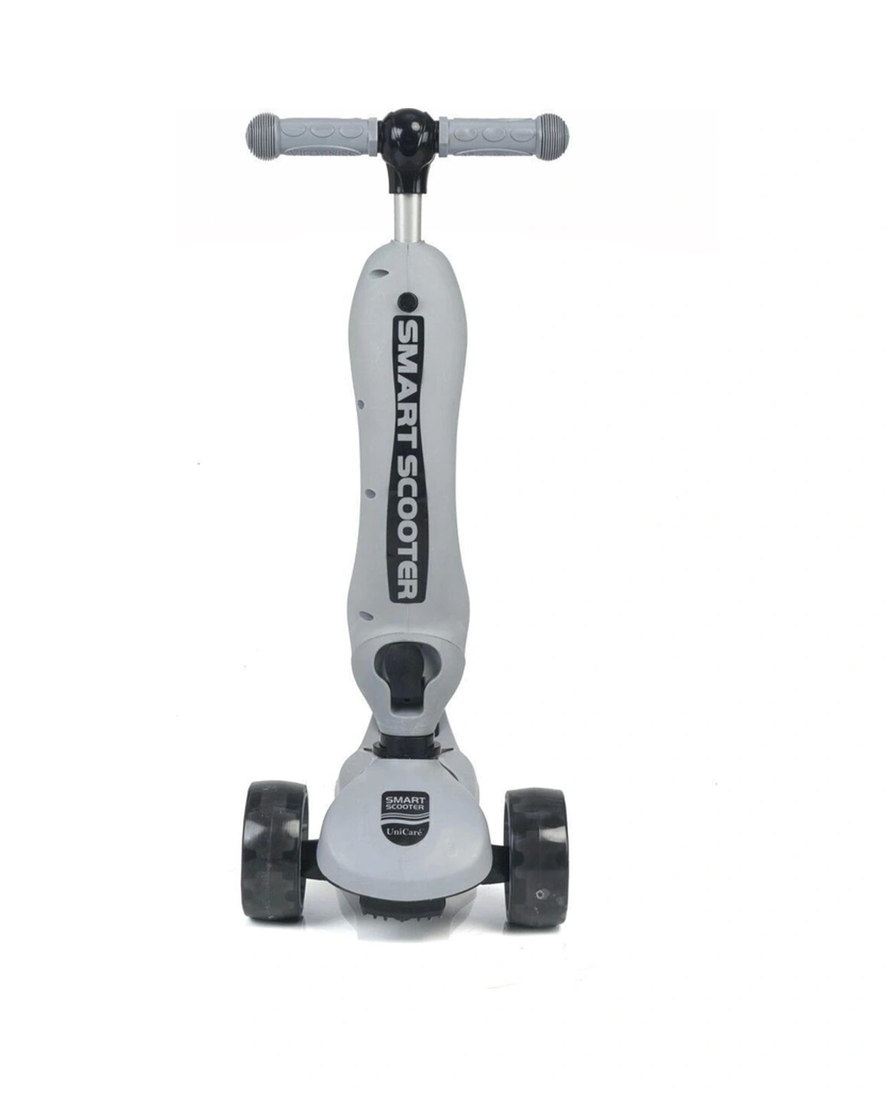 Smart Oturaklı Çocuk Scooter 3 Tekerlekli Led Işıklı Scooter Yükseklik Ayarlı - Gri Gri