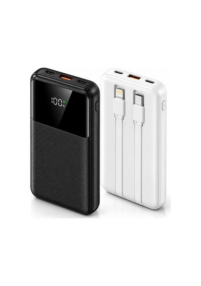 10000 Mah 22.5w Hızlı Şarj Powerbank Dahili Type-c Ve Lightning Kablolu Dijital Göstergeli- Re-ck082 Diğer