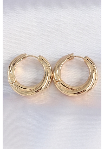 Ezoconcept Pirinç Gold Renk Asimetrik Kıvrım Küpe Çok Renkli
