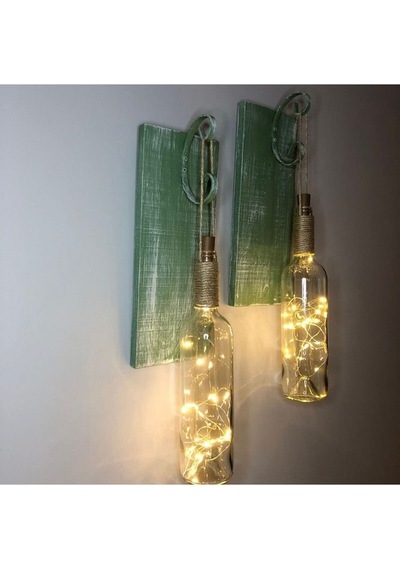 Led Işıklı Fıstık Yeşil Renkli Duvar Aplik 2'li Set Çok Renkli