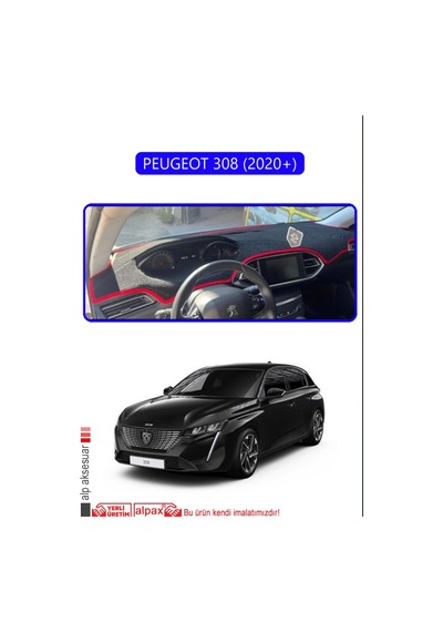 Peugeot 308 2020+ Torpido Koruma Halısı Mavi Kenar