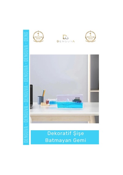 Batmayangemi Masaüstü Ofis Hediyelik Akrilik Sıvı Hareketli Gemi Figürlü Batmayan Gemi Şişe Akvaryu