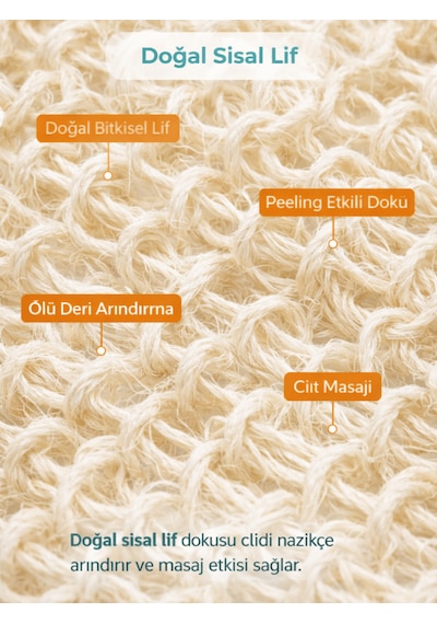 Beylini Sisal Ahşap Saplı Sırt Lifi Banyo Sırt Kese Fırçası Vücut Peeling Ölü Deri Temizleme Çubuğu 26cm Sap