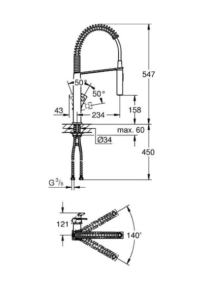 Grohe Spiralli 2 Fonksiyonlu Prof. Cube S.Steel Eviye Bataryası -31395DC0