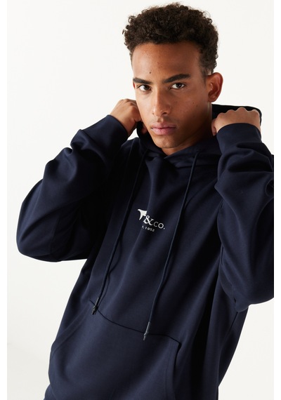 Ac&Co / Altınyıldız Classics Erkek Lacı Oversize Bol Kesim Kapüşonlu Pamuklu Baskılı Sweatshirt