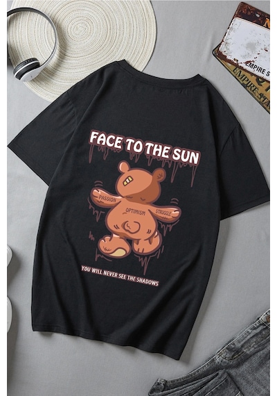 Unisex The Sun Tasarım Tshirt Siyah
