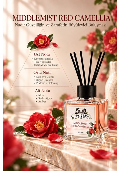 Rosie Middlemist Red Camellia 7'li Çubuklu Oda Kokusu Seti 7 X 100 Ml Seçkin Çiçeksi Koku