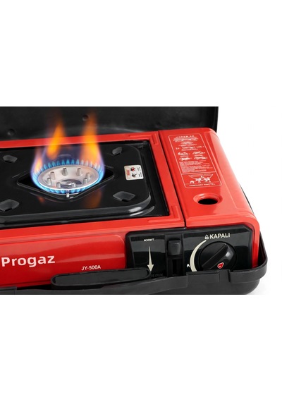 Progaz Jy-500a Tek Gözlü Portatif Kamp Ocağı + 2 Adet Orcamp 227g Gaz Seti - Çantalı Kırmızı