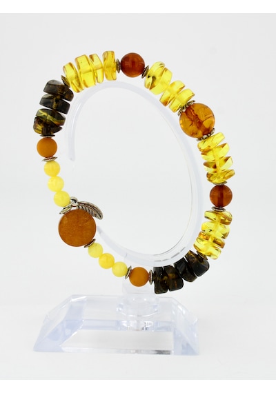 Kehribar Bileklik Özel Tasarım Ambergold Blk23-65 Çok Renkli