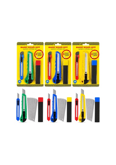 Maket Bıçak Seti Plastik Gövdeli Yedekli Hırdavat Bıçak 3 Parça Bx-316901