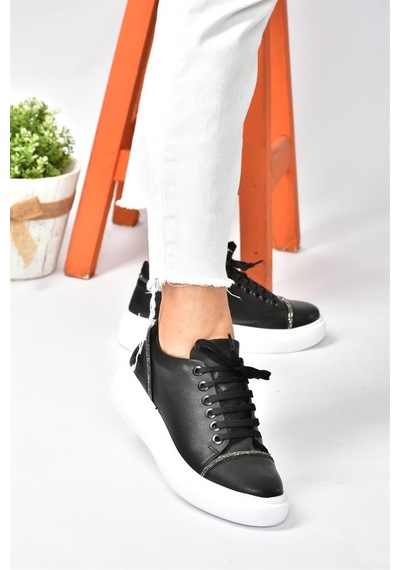 Fox Shoes Siyah Taş Detaylı Günlük Spor Ayakkabı Sneakers P274049309 Siyah