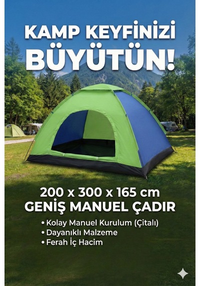 Outdoor Kolay Kurulumlu Pratik Kamp Çadırı 8 Kişilik 220x300x170 Keşif Malzemesi Macera Ekipmanı Çok Renkli