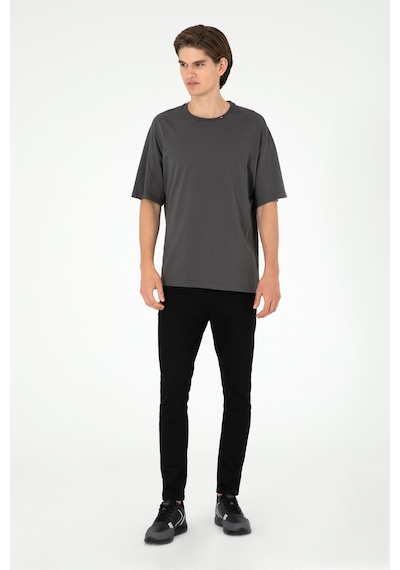 U.S. Polo Assn. Erkek Oversize Fit Bisiklet Yaka Antrasit Tişört 50294288-VR006
