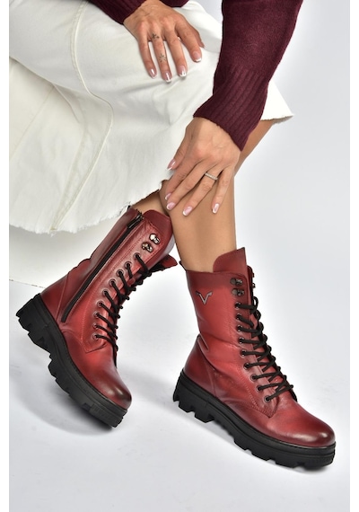 Fox Shoes V999049103 Kırmızı Hakiki Deri Kadın Postal Bot Kırmızı-hakiki Deri