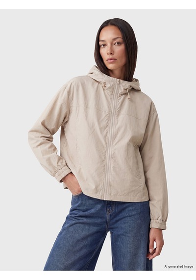 Lcw Everyday Bej Kapüşonlu Oversize Kadın Yağmurluk