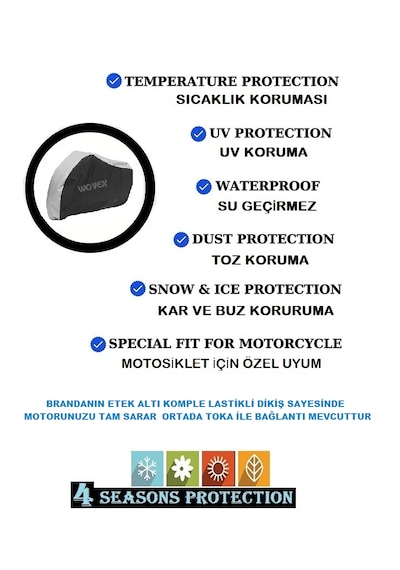 Wovex Honda Forza 250 Nss250 Motosiklet Branda Gri-siyah Kombinasyonlu Topcase Uyumlu Motor Brandası