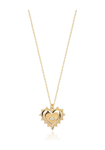 Emılıano Jewellery 925 Ayar Zirkon Taşlı Kalp Kolye Gold - Gümüş
