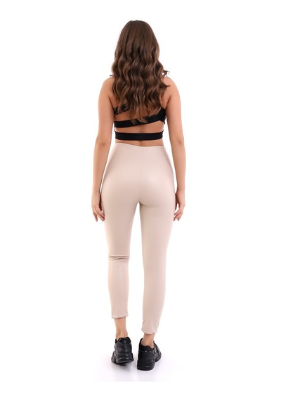 Winmoda34 Içi Kürklü Deri Tayt Ekru